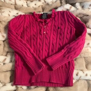 Ralph Lauren size 6 sweater hot pink, smoke free home, no tears or rips